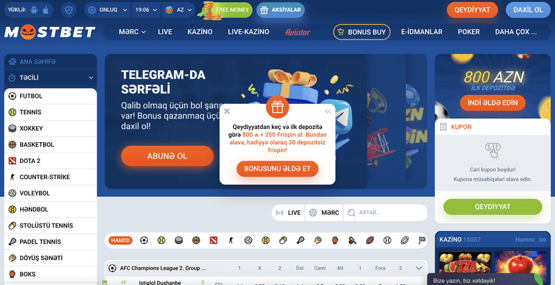 Rəsmi Mostbet Azərbaycan saytına daxil olun